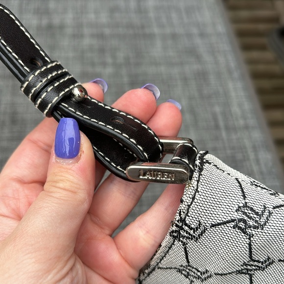 Vintage Y2K Lauren Ralph Lauren Monogram Cotton Canvas Mini Shoulder Bag - Picture 3 of 10